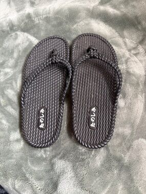 Black Rope-Style Flip Flop Sandals